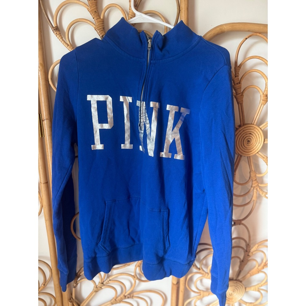 PINK‎ Victorias Secret UF Gators Quarter Zip Sweatshirt Blue Silver Sequin Large